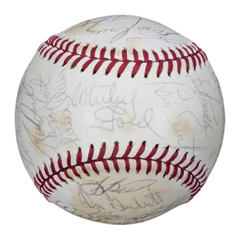 1979 New York Yankees Team Signed OAL MacPhail Baseball With 33 Signatures Including Munson, Berra, Lemon, and Ford (JSA)